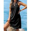 CUPSHE Women’s Beach Cover Ups Sleeveless Swimsuit Coverup Halter Basic Mini Dress(Black)