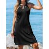 CUPSHE Women’s Beach Cover Ups Sleeveless Swimsuit Coverup Halter Basic Mini Dress(Black)
