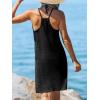 CUPSHE Women’s Beach Cover Ups Sleeveless Swimsuit Coverup Halter Basic Mini Dress(Black)