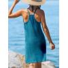 CUPSHE Women’s Beach Cover Ups Sleeveless Swimsuit Coverup Halter Basic Mini Dress(Blue)