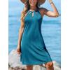 CUPSHE Women’s Beach Cover Ups Sleeveless Swimsuit Coverup Halter Basic Mini Dress(Blue)