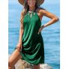 CUPSHE Women’s Beach Cover Ups Sleeveless Swimsuit Coverup Halter Basic Mini Dress(Green)