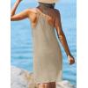 CUPSHE Women’s Beach Cover Ups Sleeveless Swimsuit Coverup Halter Basic Mini Dress(Light Khaki)