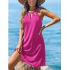 CUPSHE Women’s Beach Cover Ups Sleeveless Swimsuit Coverup Halter Basic Mini Dress(Rose Red)