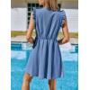 CUPSHE Women’s Denim Summer Dresses Cotton Plunging V Neck Casual Sundress Ruffle Sleeves Mini Dress(Light Blue)
