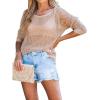 CUPSHE Women’s Summer Crochet Swimsuit Cover Up Long Sleeve Cutout Beach Coverup Tunic Sweater Tops(Champagne)