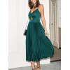 CUPSHE Midi Dress for Women 2025 Party Spaghetti Straps Sleeveless Pleated Cutout Formal Dress(Green)