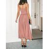 CUPSHE Midi Dress for Women 2025 Party Spaghetti Straps Sleeveless Pleated Cutout Formal Dress(Pink)