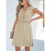 CUPSHE Summer Dress for Women Casual Spring V Neck Lace Appliques Cap Sleeves Hollow Out Beach Mini Dress(Beige)