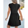 CUPSHE Summer Dress for Women Casual Spring V Neck Lace Appliques Cap Sleeves Hollow Out Beach Mini Dress(Black)