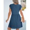 CUPSHE Summer Dress for Women Casual Spring V Neck Lace Appliques Cap Sleeves Hollow Out Beach Mini Dress(Navy Blue)