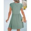 CUPSHE Summer Dress for Women Casual Spring V Neck Lace Appliques Cap Sleeves Hollow Out Beach Mini Dress(Sage Green)