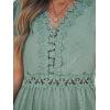 CUPSHE Summer Dress for Women Casual Spring V Neck Lace Appliques Cap Sleeves Hollow Out Beach Mini Dress(Sage Green)