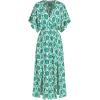 CUPSHE Women Boho Maxi Summer Dress Plunging V Half Dolman Sleeve Empired Waist Side Slit Sundress Holiday Beach Dresses(Green)