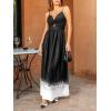 CUPSHE Women Casual Dress Beach Sleeveless V Neck Summer Cutout Spaghetti Straps Formal Maxi Sun Dresses(B-black)