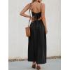 CUPSHE Women Casual Dress Beach Sleeveless V Neck Summer Cutout Spaghetti Straps Formal Maxi Sun Dresses(Black)
