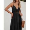 CUPSHE Women Casual Dress Beach Sleeveless V Neck Summer Cutout Spaghetti Straps Formal Maxi Sun Dresses(Black)