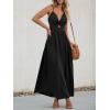 CUPSHE Women Casual Dress Beach Sleeveless V Neck Summer Cutout Spaghetti Straps Formal Maxi Sun Dresses(Black)