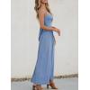 CUPSHE Women Casual Dress Beach Sleeveless V Neck Summer Cutout Spaghetti Straps Formal Maxi Sun Dresses(Blue)