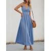 CUPSHE Women Casual Dress Beach Sleeveless V Neck Summer Cutout Spaghetti Straps Formal Maxi Sun Dresses(Blue)