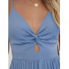 CUPSHE Women Casual Dress Beach Sleeveless V Neck Summer Cutout Spaghetti Straps Formal Maxi Sun Dresses(Blue)