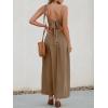 CUPSHE Women Casual Dress Beach Sleeveless V Neck Summer Cutout Spaghetti Straps Formal Maxi Sun Dresses(Coffee)