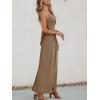 CUPSHE Women Casual Dress Beach Sleeveless V Neck Summer Cutout Spaghetti Straps Formal Maxi Sun Dresses(Coffee)