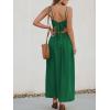 CUPSHE Women Casual Dress Beach Sleeveless V Neck Summer Cutout Spaghetti Straps Formal Maxi Sun Dresses(Dark Green)