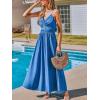 CUPSHE Women Casual Dress Beach Sleeveless V Neck Summer Cutout Spaghetti Straps Formal Maxi Sun Dresses(Denim Blue)
