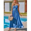 CUPSHE Women Casual Dress Beach Sleeveless V Neck Summer Cutout Spaghetti Straps Formal Maxi Sun Dresses(Denim Blue)