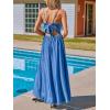 CUPSHE Women Casual Dress Beach Sleeveless V Neck Summer Cutout Spaghetti Straps Formal Maxi Sun Dresses(Denim Blue)