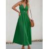 CUPSHE Women Casual Dress Beach Sleeveless V Neck Summer Cutout Spaghetti Straps Formal Maxi Sun Dresses(Green)