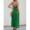 CUPSHE Women Casual Dress Beach Sleeveless V Neck Summer Cutout Spaghetti Straps Formal Maxi Sun Dresses(Green)