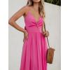 CUPSHE Women Casual Dress Beach Sleeveless V Neck Summer Cutout Spaghetti Straps Formal Maxi Sun Dresses(Hot Pink)