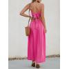 CUPSHE Women Casual Dress Beach Sleeveless V Neck Summer Cutout Spaghetti Straps Formal Maxi Sun Dresses(Hot Pink)