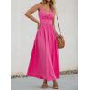 CUPSHE Women Casual Dress Beach Sleeveless V Neck Summer Cutout Spaghetti Straps Formal Maxi Sun Dresses(Hot Pink)