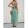 CUPSHE Women Casual Dress Beach Sleeveless V Neck Summer Cutout Spaghetti Straps Formal Maxi Sun Dresses(Mint)