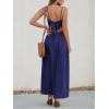 CUPSHE Women Casual Dress Beach Sleeveless V Neck Summer Cutout Spaghetti Straps Formal Maxi Sun Dresses(Navy Blue)