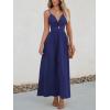 CUPSHE Women Casual Dress Beach Sleeveless V Neck Summer Cutout Spaghetti Straps Formal Maxi Sun Dresses(Navy Blue)