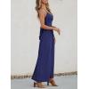 CUPSHE Women Casual Dress Beach Sleeveless V Neck Summer Cutout Spaghetti Straps Formal Maxi Sun Dresses(Navy Blue)