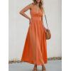 CUPSHE Women Casual Dress Beach Sleeveless V Neck Summer Cutout Spaghetti Straps Formal Maxi Sun Dresses(Orange)
