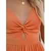 CUPSHE Women Casual Dress Beach Sleeveless V Neck Summer Cutout Spaghetti Straps Formal Maxi Sun Dresses(Orange)