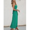 CUPSHE Women Casual Dress Beach Sleeveless V Neck Summer Cutout Spaghetti Straps Formal Maxi Sun Dresses(Peacock Green)