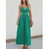 CUPSHE Women Casual Dress Beach Sleeveless V Neck Summer Cutout Spaghetti Straps Formal Maxi Sun Dresses(Peacock Green)