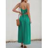CUPSHE Women Casual Dress Beach Sleeveless V Neck Summer Cutout Spaghetti Straps Formal Maxi Sun Dresses(Peacock Green)