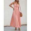 CUPSHE Women Casual Dress Beach Sleeveless V Neck Summer Cutout Spaghetti Straps Formal Maxi Sun Dresses(Pink)