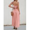 CUPSHE Women Casual Dress Beach Sleeveless V Neck Summer Cutout Spaghetti Straps Formal Maxi Sun Dresses(Pink)