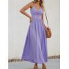 CUPSHE Women Casual Dress Beach Sleeveless V Neck Summer Cutout Spaghetti Straps Formal Maxi Sun Dresses(Purple)