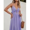CUPSHE Women Casual Dress Beach Sleeveless V Neck Summer Cutout Spaghetti Straps Formal Maxi Sun Dresses(Purple)