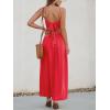 CUPSHE Women Casual Dress Beach Sleeveless V Neck Summer Cutout Spaghetti Straps Formal Maxi Sun Dresses(Red)